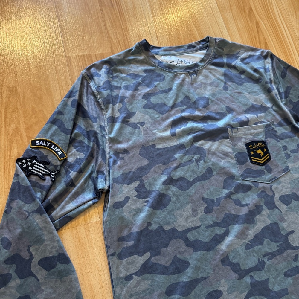 Salt Life Long Sleeve SLX Tee Rogue Army Camo Fishing Shirt- Men’s Small - Picture 2 of 9